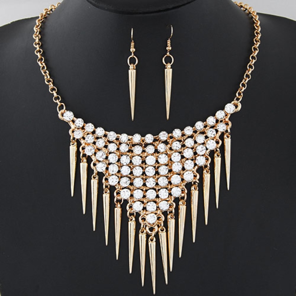 Diamond and Rivet Tassel Jewelry Set